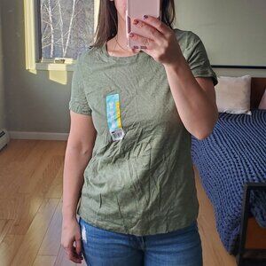 Eddie Bauer short sleeve heather dusty olive tee shirt modal cotton blend NWOT